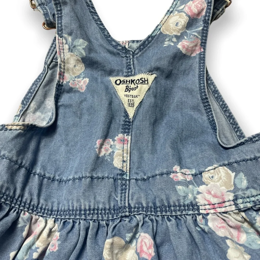 Baby OshKosh B'Gosh Denim Floral Overall Dress 24 Months